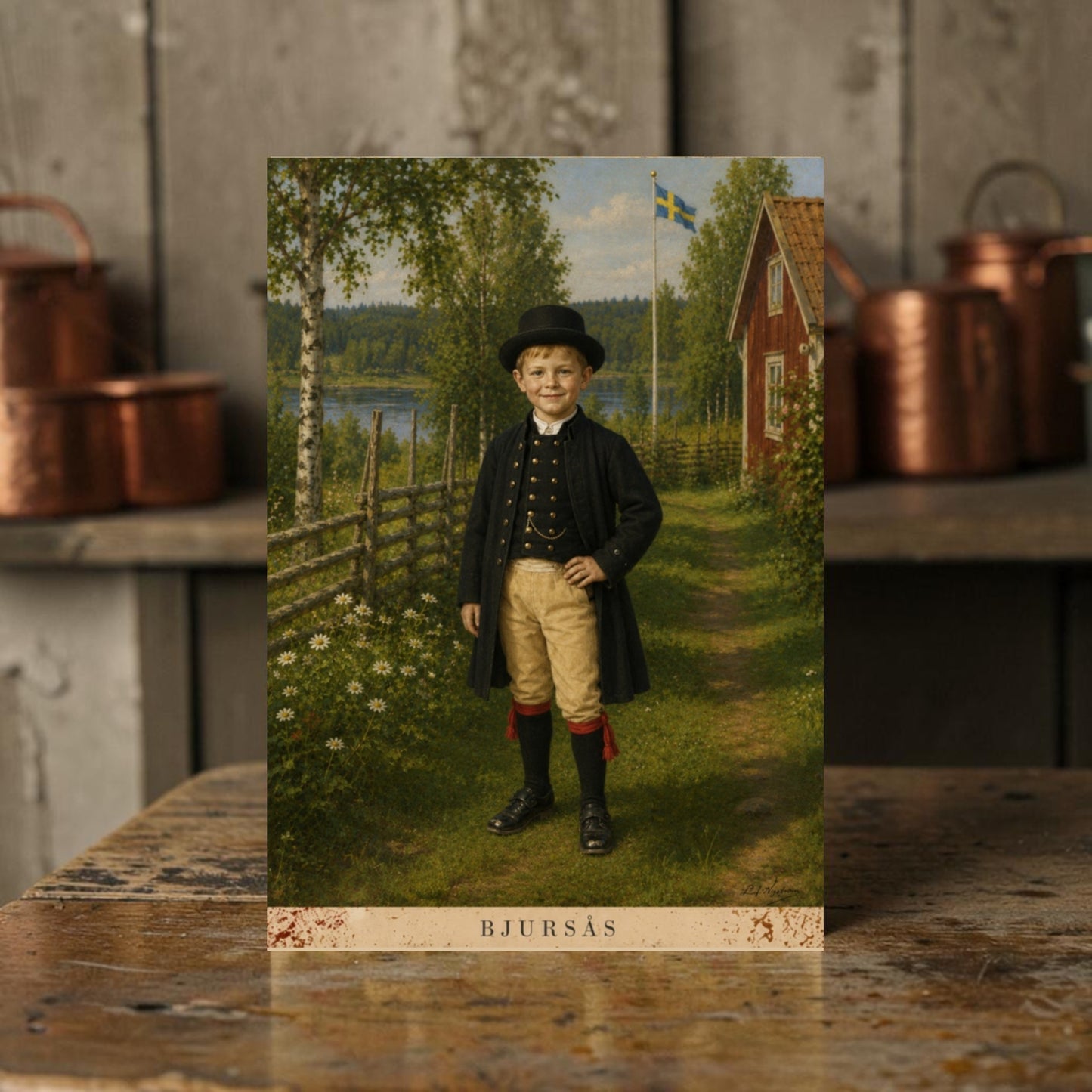 Bjursås – Pojke i folkdräkt (40×28 cm)